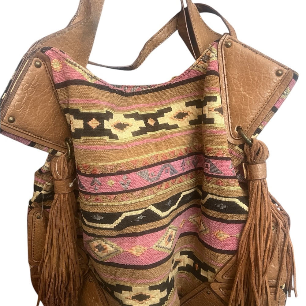 Jessica Simpson Bohemian Tan and Pink Patterned Bag